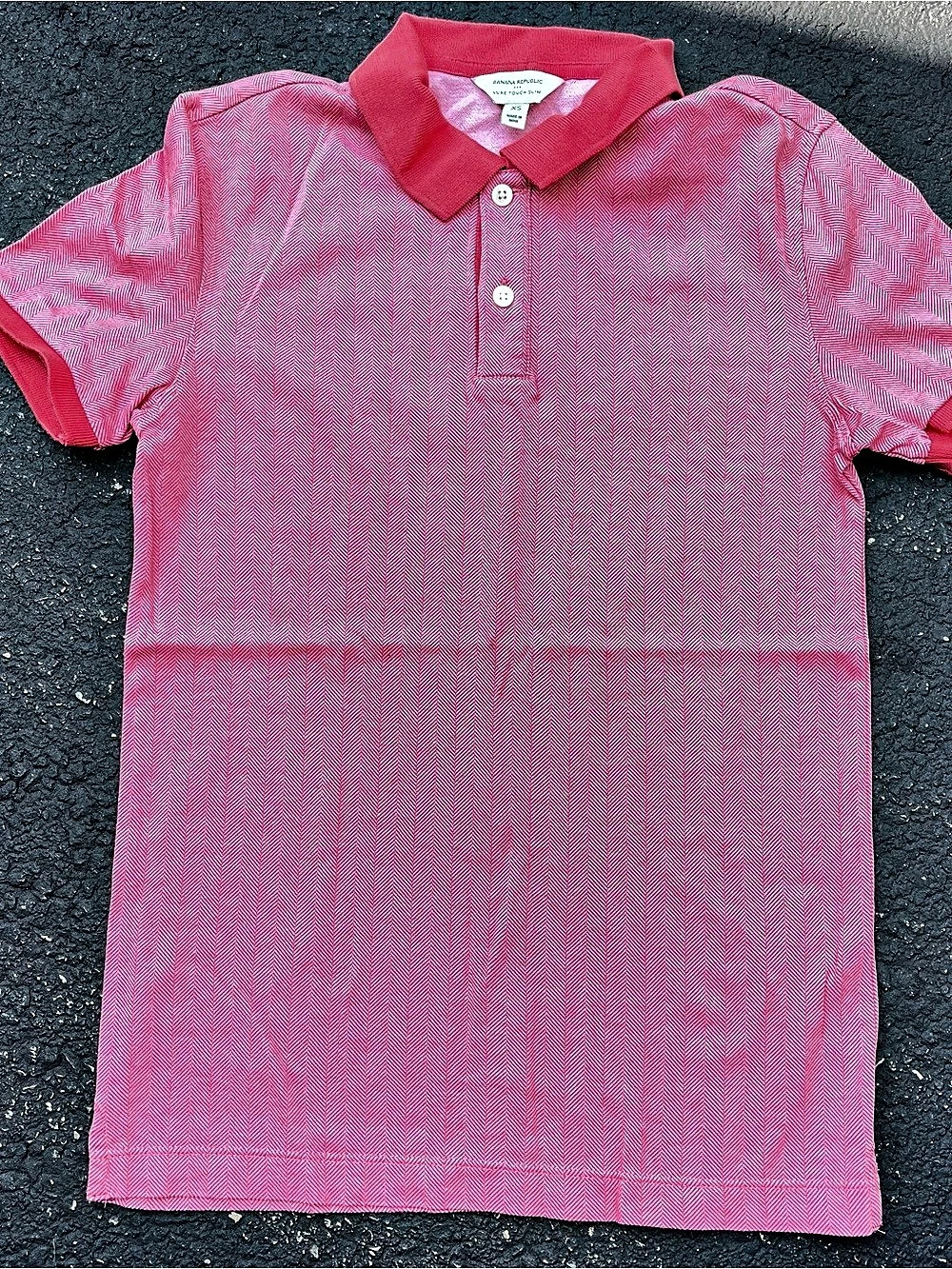 Banana Republic Men’s Luxe Touch Slim Polo Pink Herringbone Short Sleeve XS